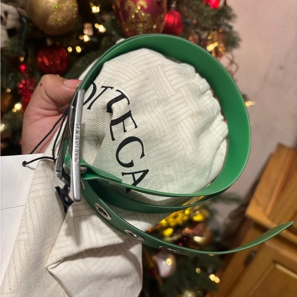 Bottega Veneta Vibrant Green Belt with Silver Buckle display picture 1